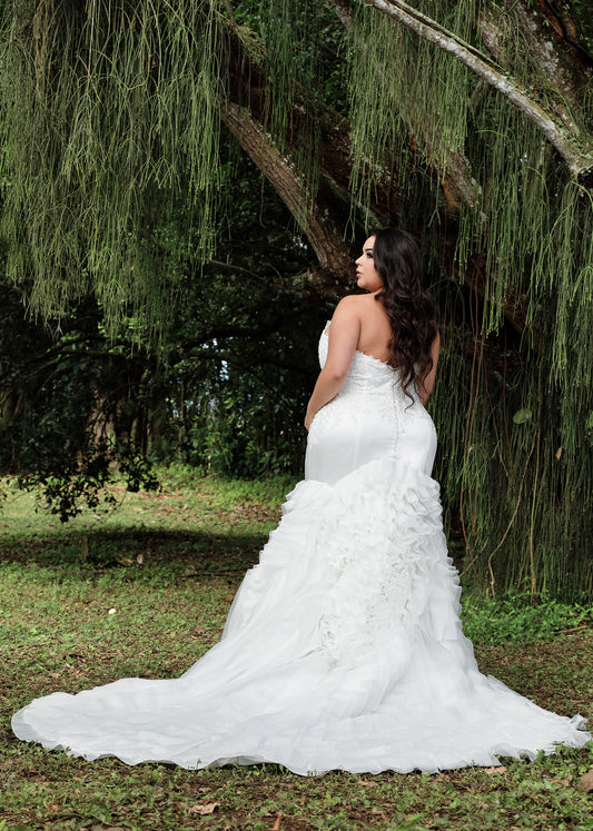 Strapless Mercato Mermaid Gown with Layers of Organza ruffles
