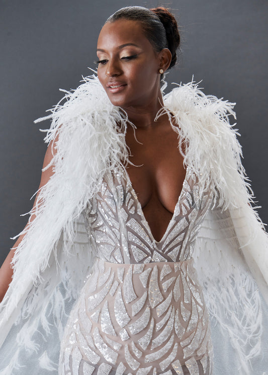 Sexy Wedding Dress Embellished with Crystals and Beaded | Lotus Threads Bridal