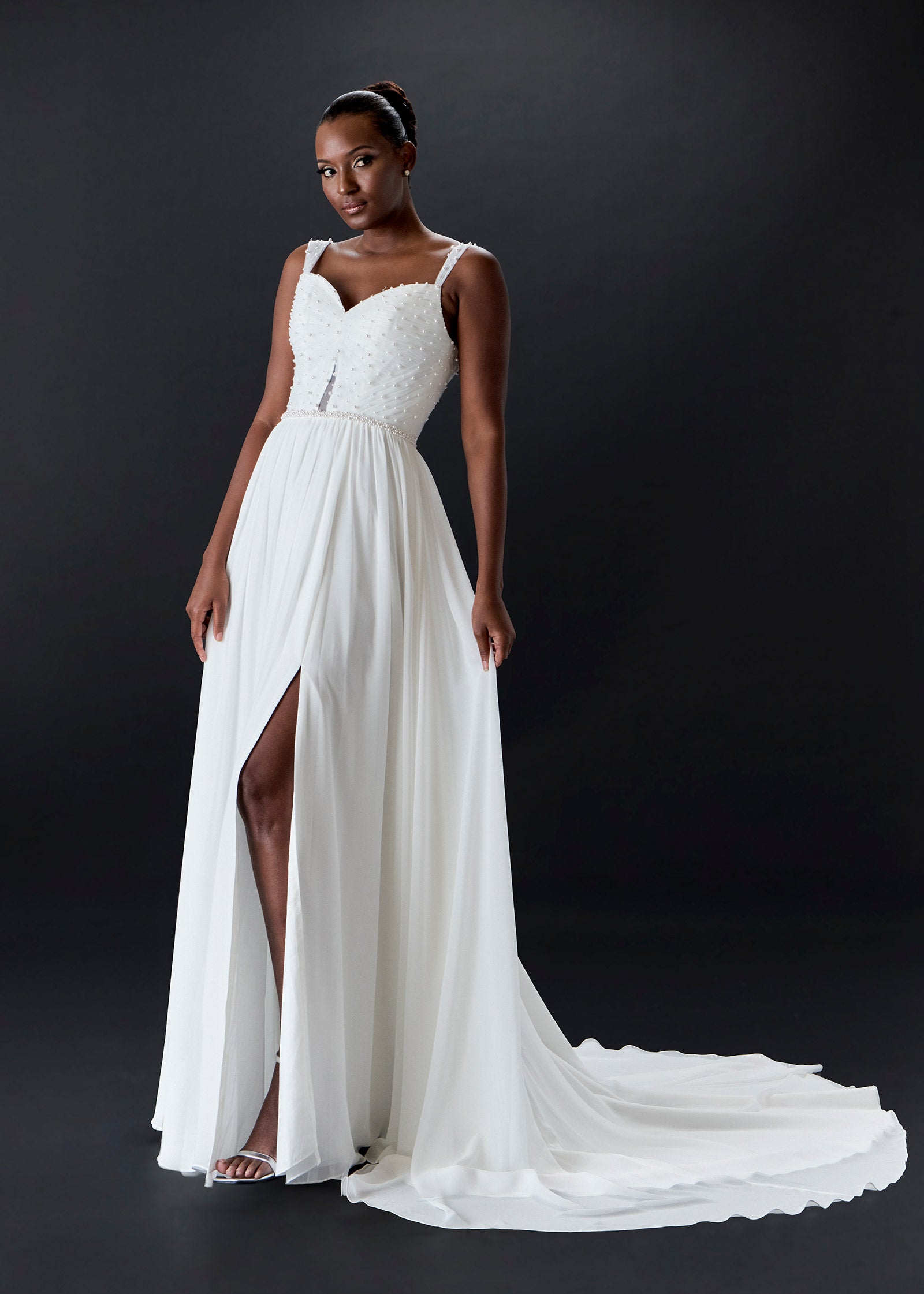 Sweetheart A-line Wedding Dress with Front Slit Skirt Lotus Threads Bridal Sweetheart A-line Wedding Dress with Front Slit Skirt Lotus Threads Bridal