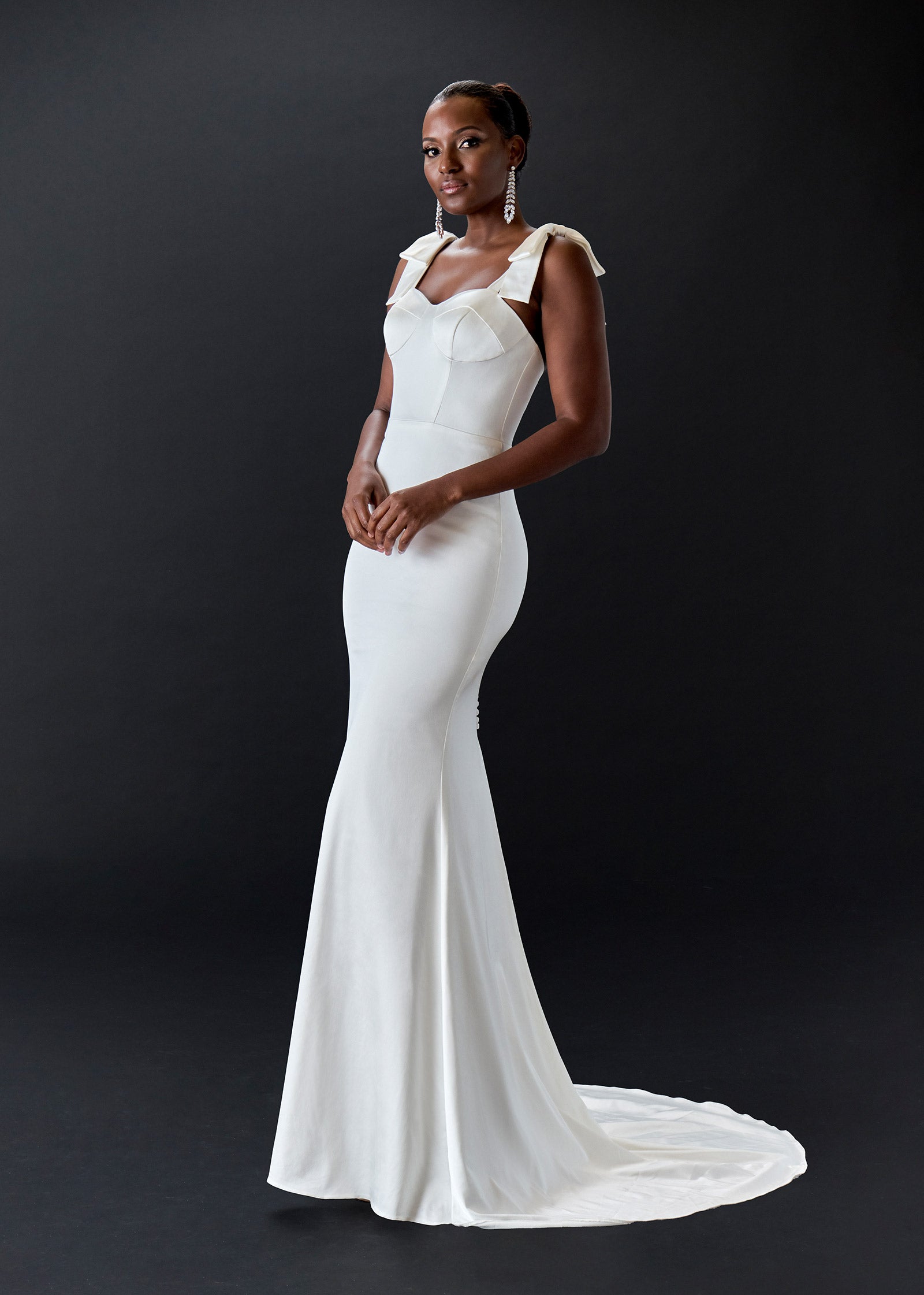 ribbon swirl mermaid dress ribbon swirl mermaid dress Final Sale Plus Size Gown with Deep V and Mermaid Bottom in Ivory
