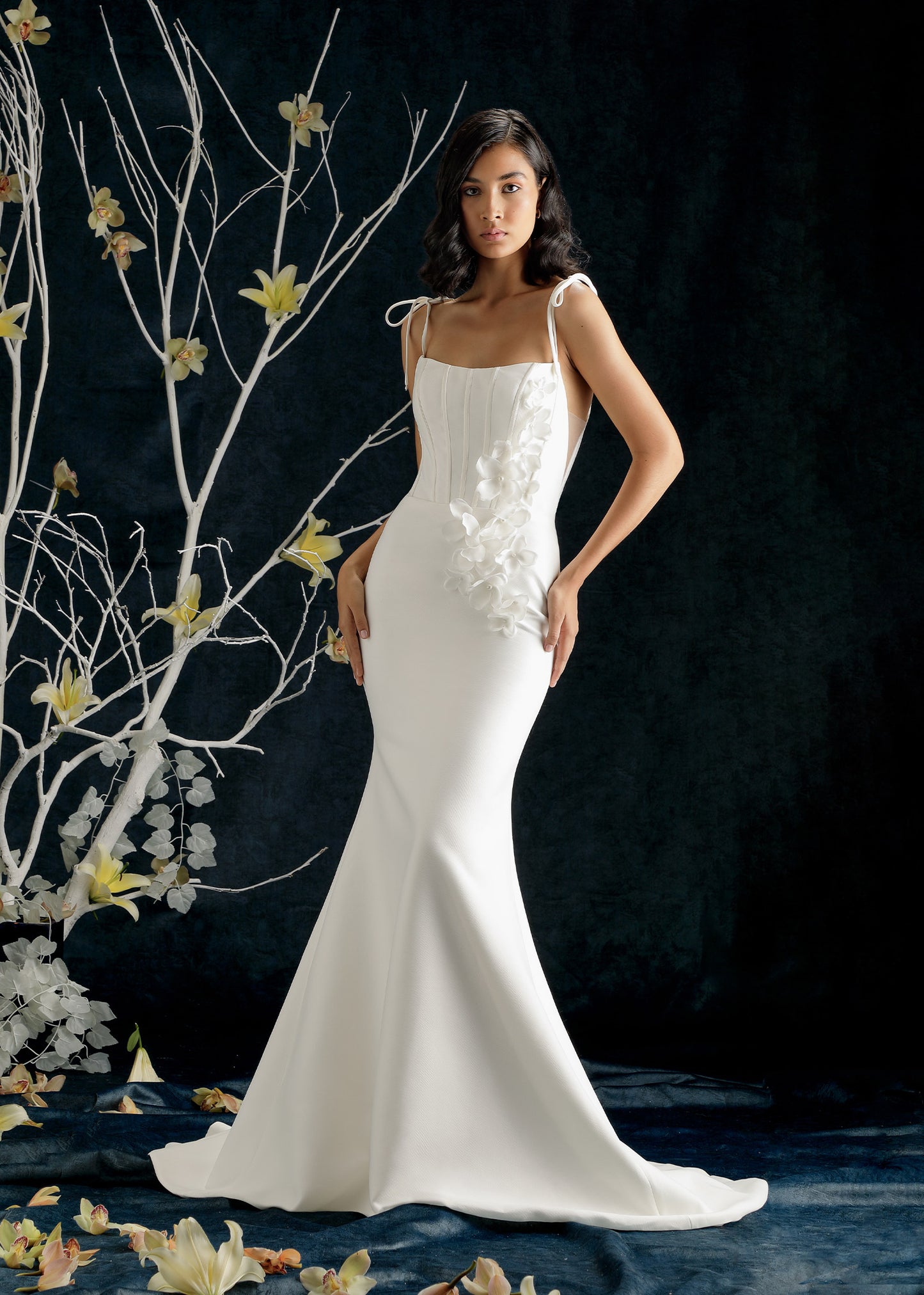 Mikado Mermaid Wedding Dress with Corset and Removable Ball Gown Skirt | Lotus Threads Bridal