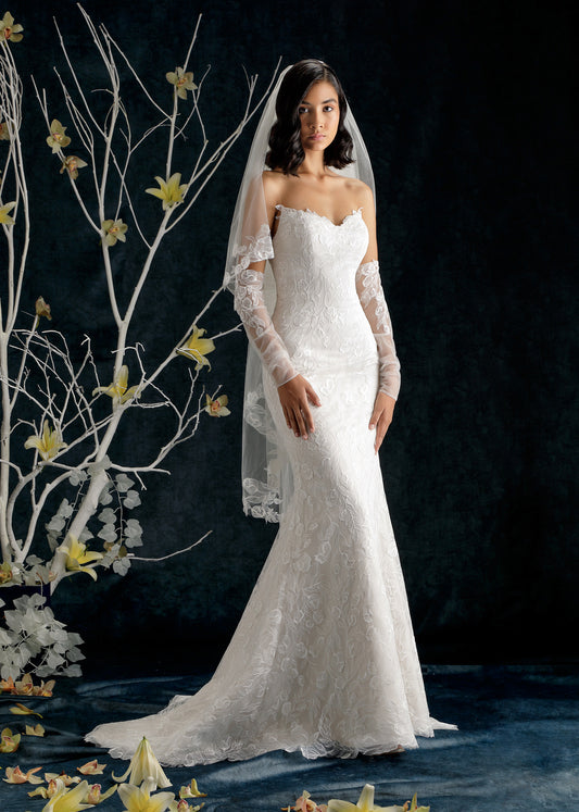 Elegant Sweetheart Mermaid Wedding Gown in Rose Lace | Lotus Threads Bridal