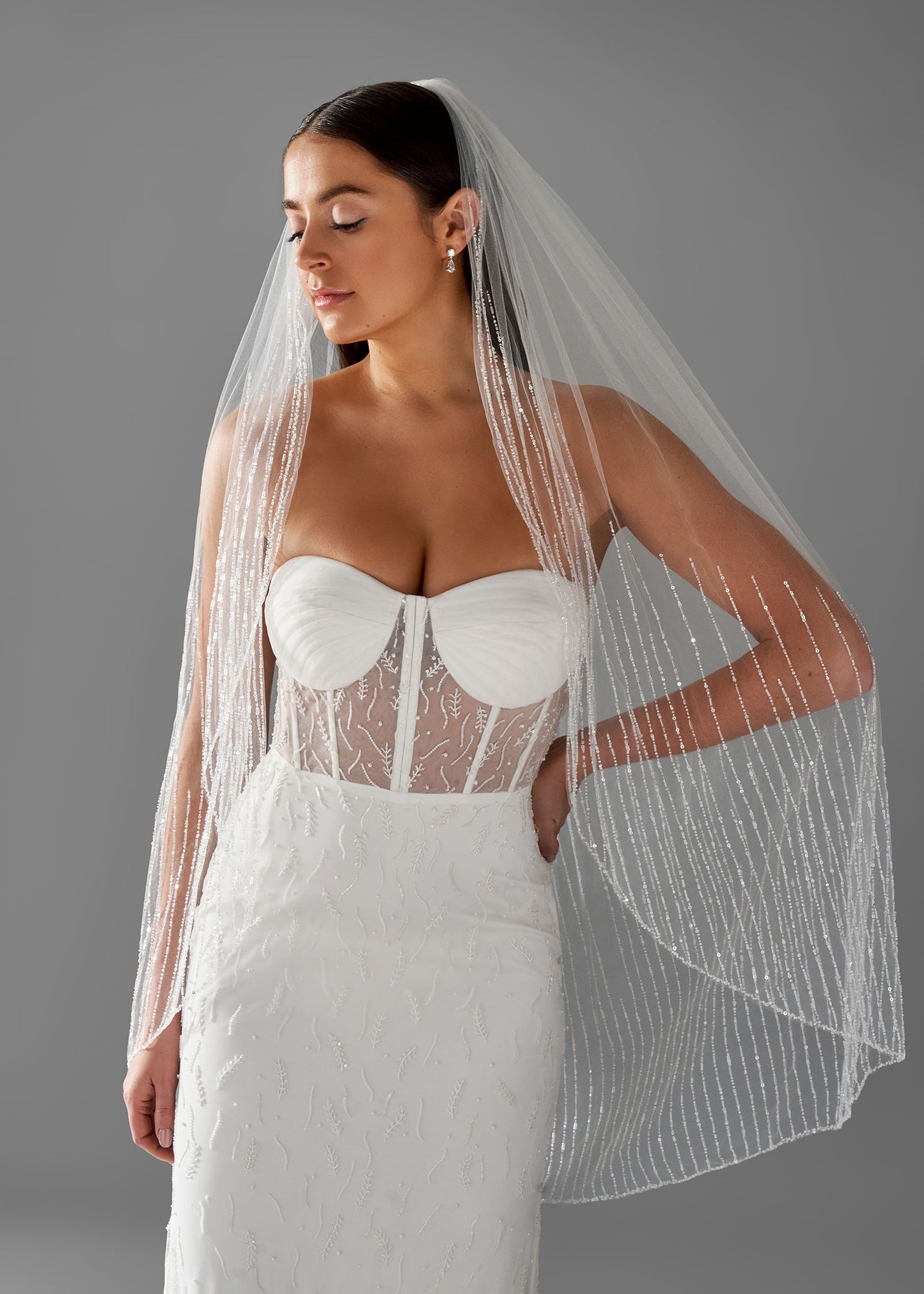 Hand-Pleated Sweetheart Sheath Weddding Dress with Ruffle Long Train | Lotus Threads Bridal