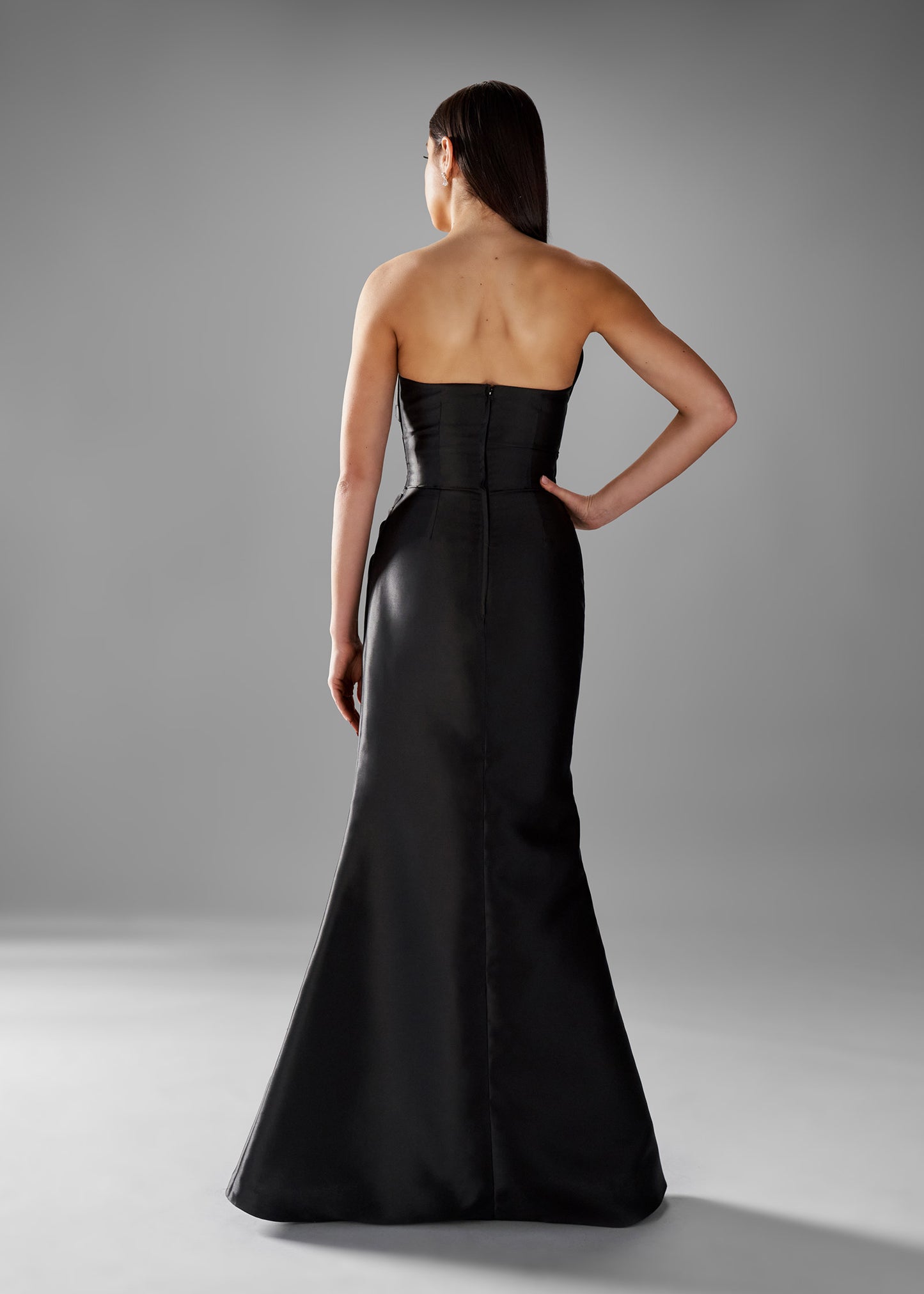 Black Mikado Mermaid Wedding Dress - Back | Lotus Threads Bridal