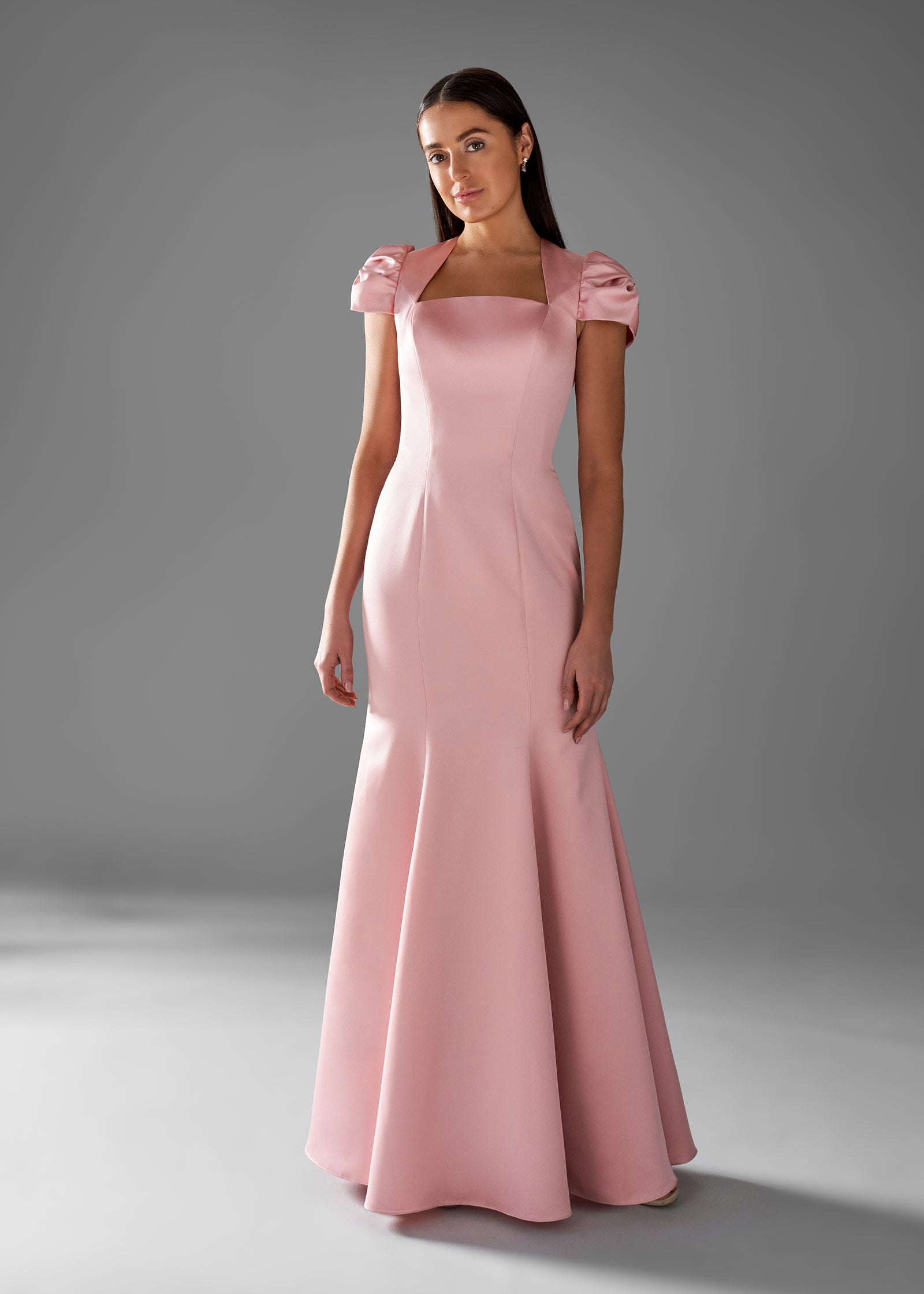Square Neckline Fit & Flare Gown with Puff Bow Sleeves Lotus Threads Bridal Square Neckline Fit & Flare Gown with Puff Bow Sleeves Lotus Threads Bridal