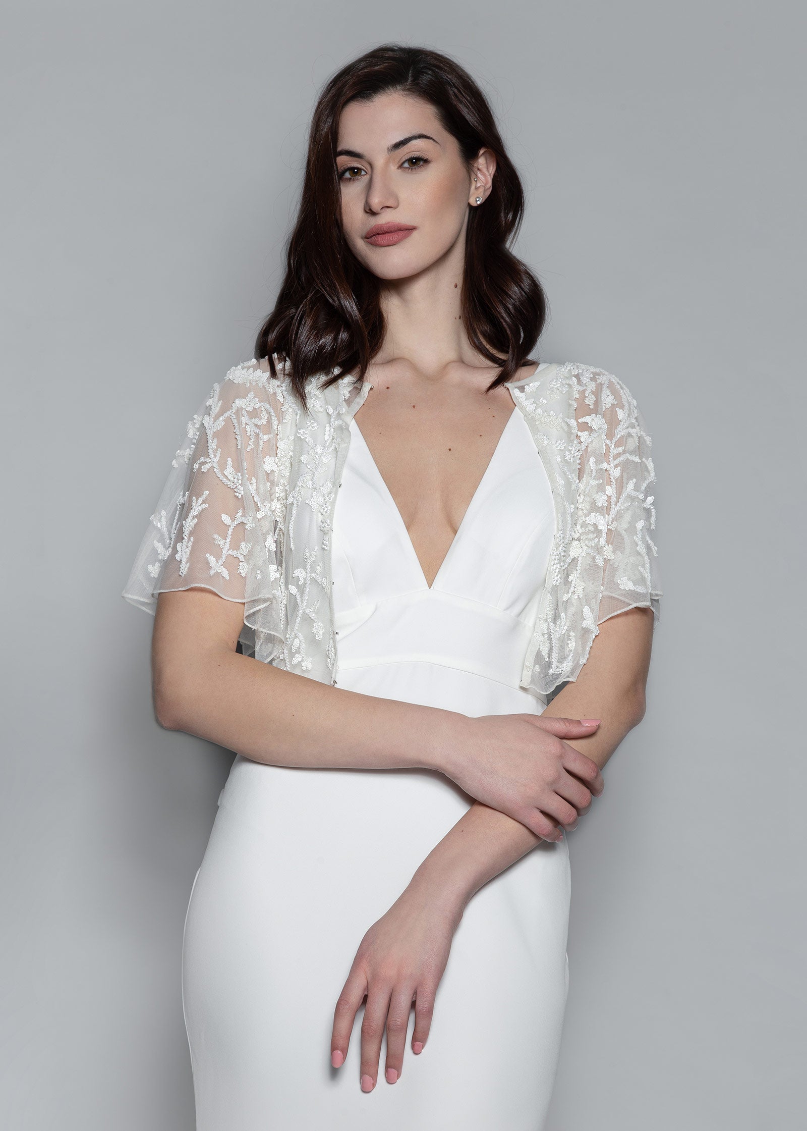 Floral Beaded Short Capelet – Lotus Threads Bridal Floral Beaded Short Capelet – Lotus Threads Bridal