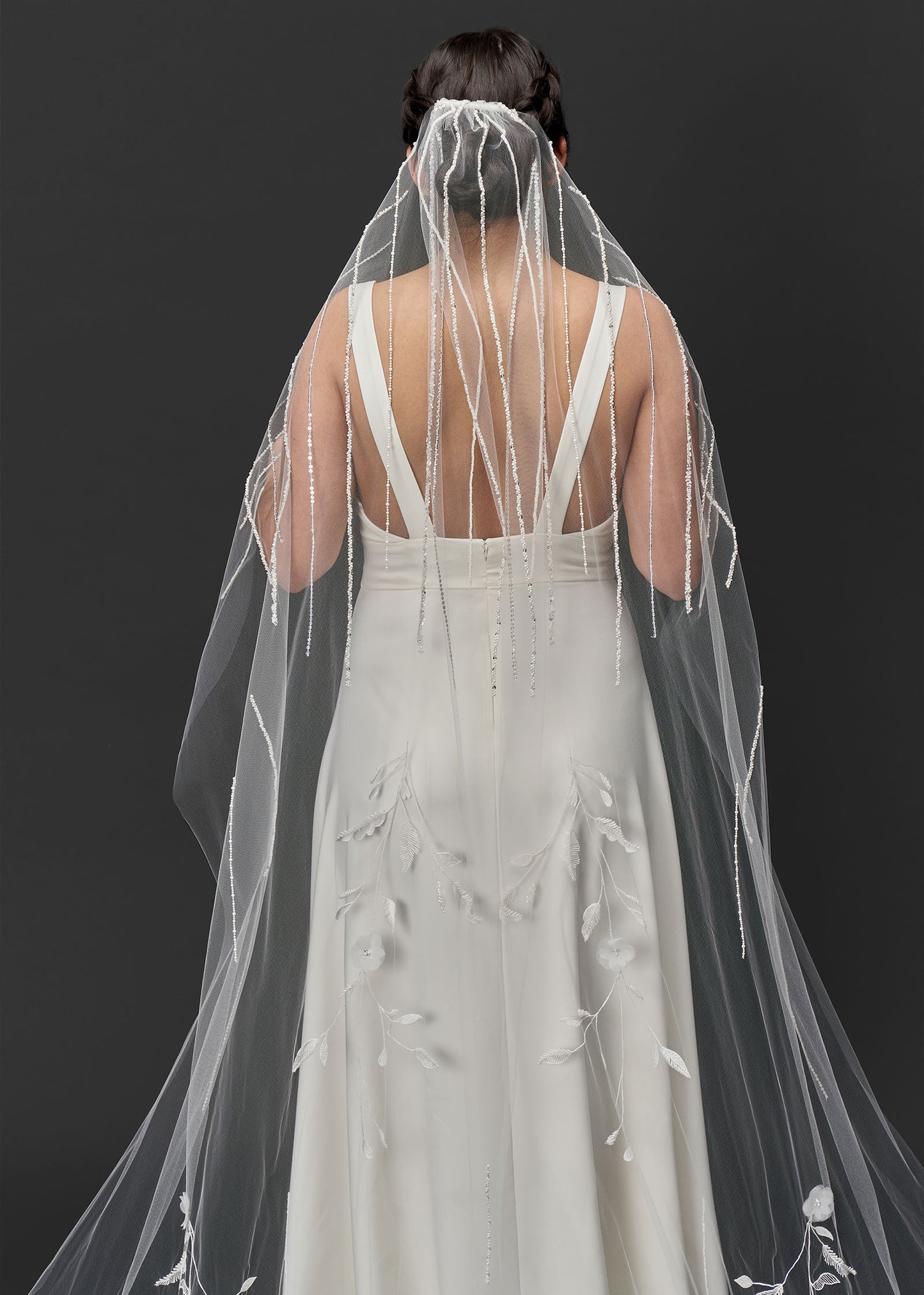Elegant Embroidered Cathedral Mantilla Styled Veil