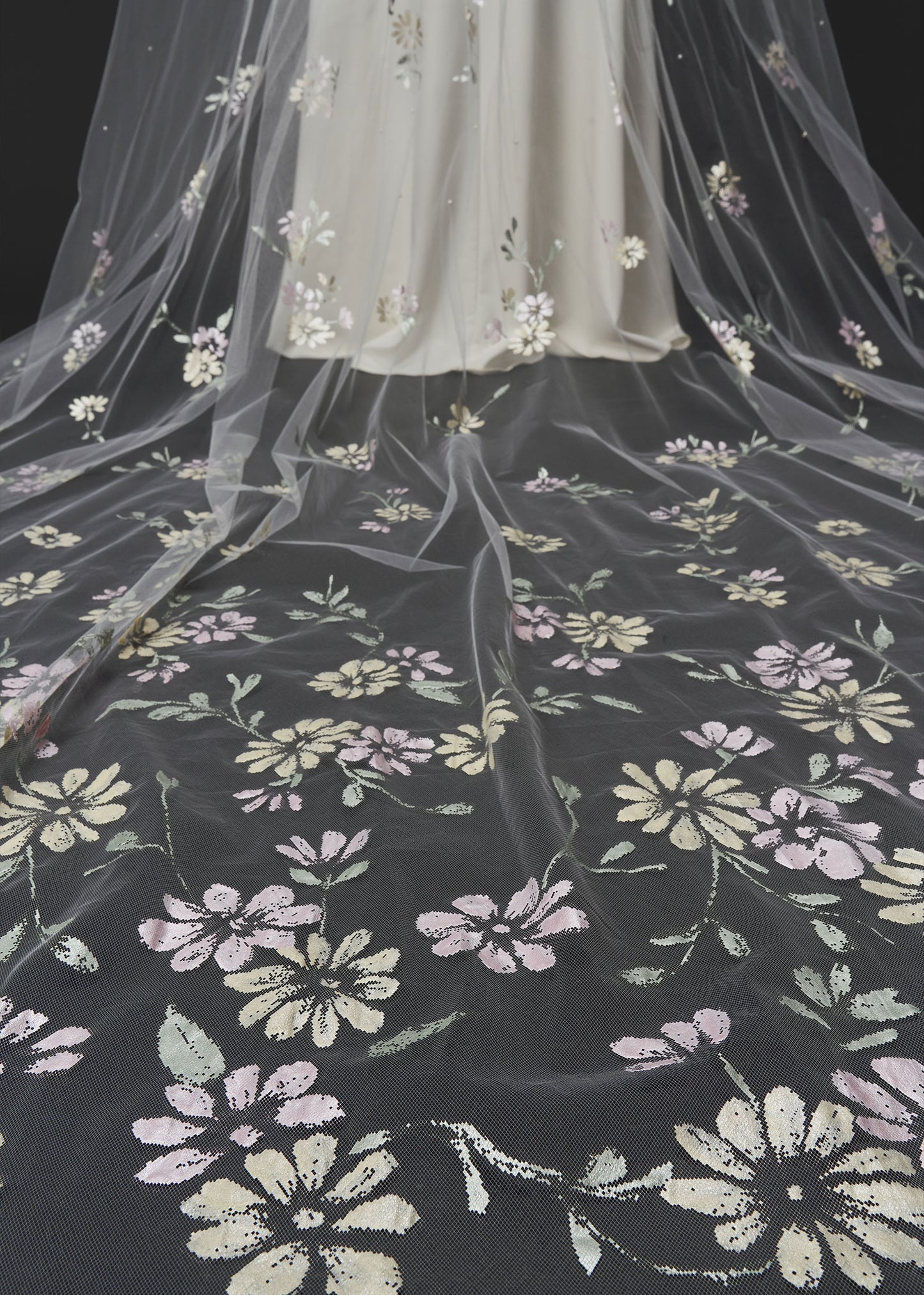 Hand-Painted Floral Wedding Veil