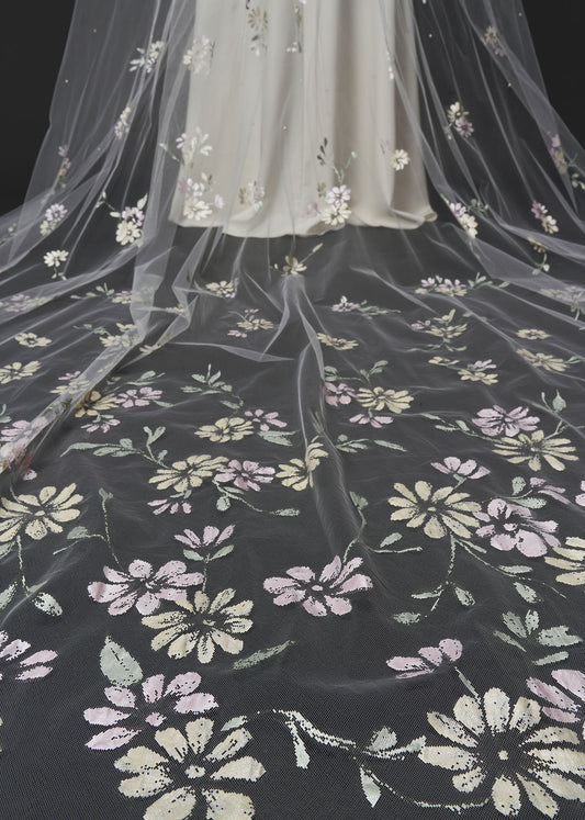 Hand-Painted Floral Wedding Veil