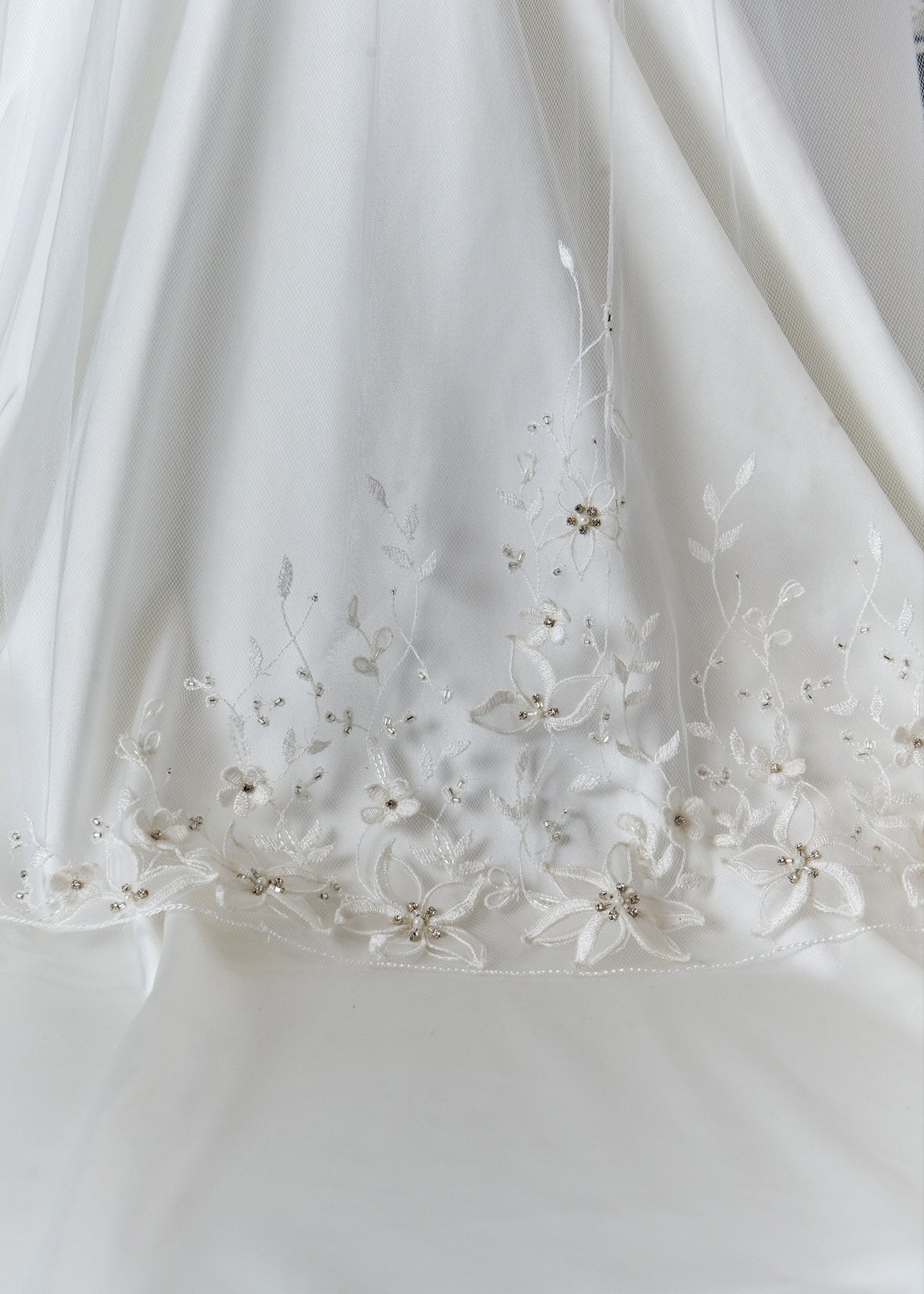 Floral Embroidered Cathedral Veil with Diamonds - Detail | Lotus Threads Bridal