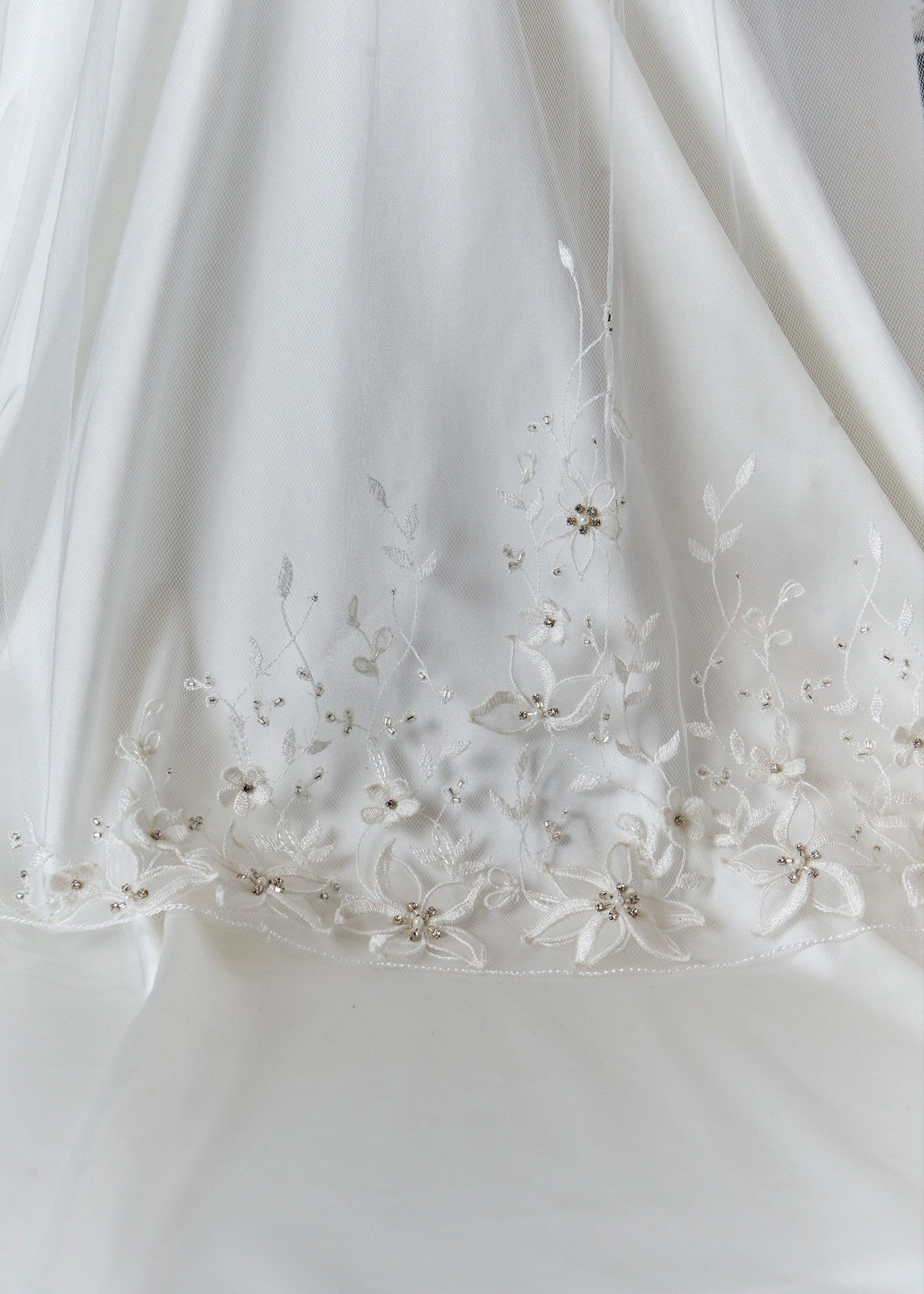 Floral Embroidered Cathedral Veil with Diamonds - Detail | Lotus Threads Bridal