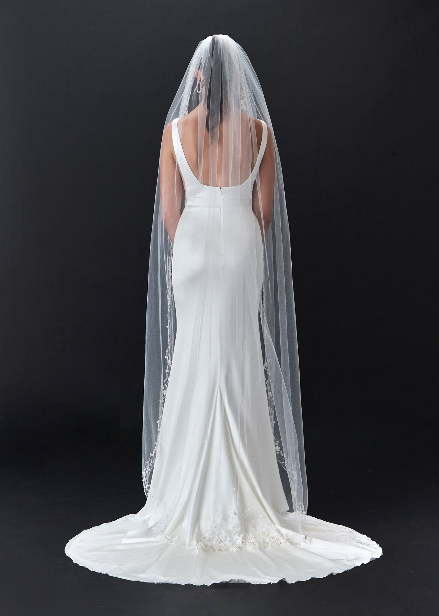 Floral Embroidered Cathedral Veil with Diamonds | Lotus Threads Bridal