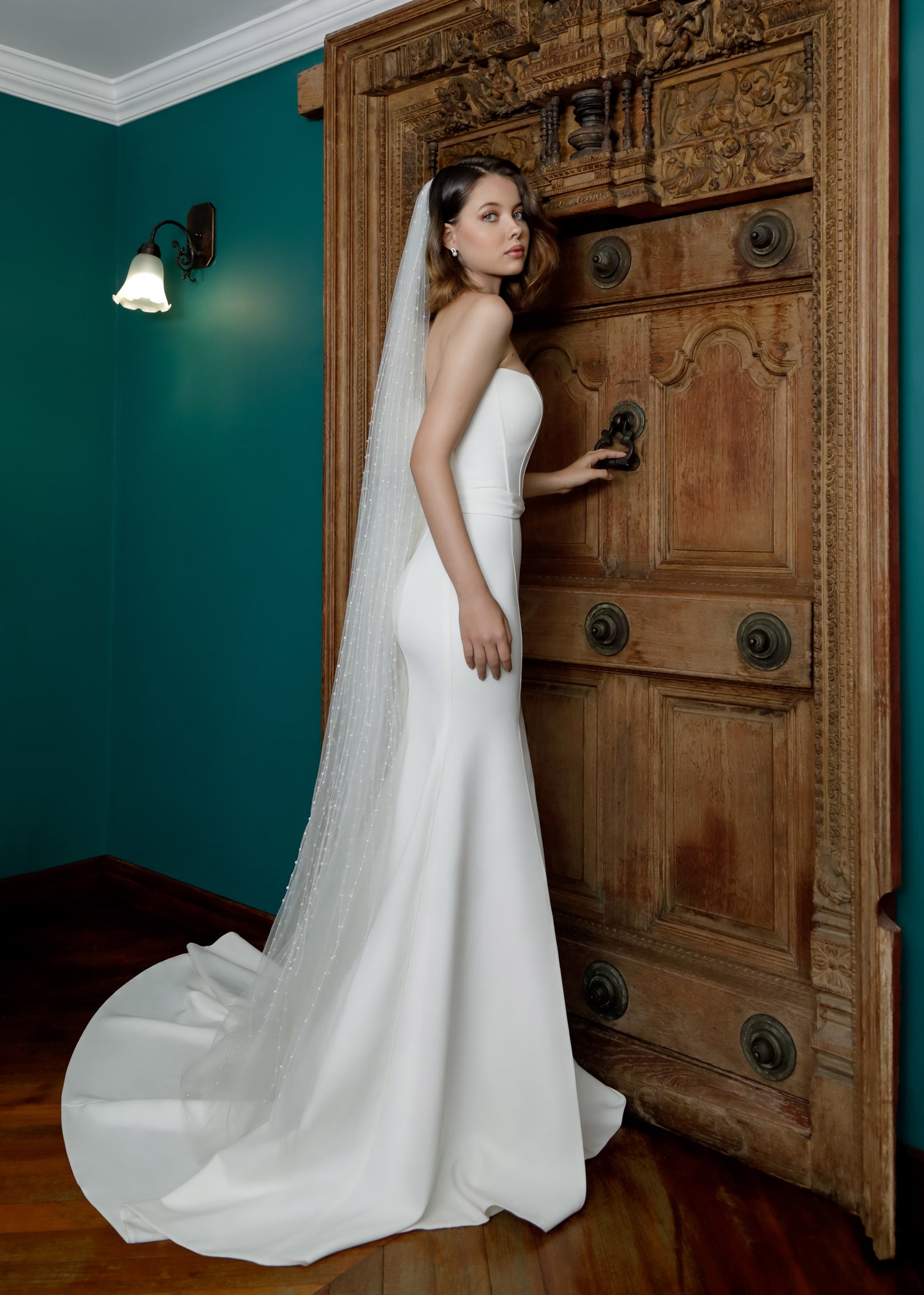 Strapless Mermaid Gown with Slit & Train | Lotus Threads Bridal