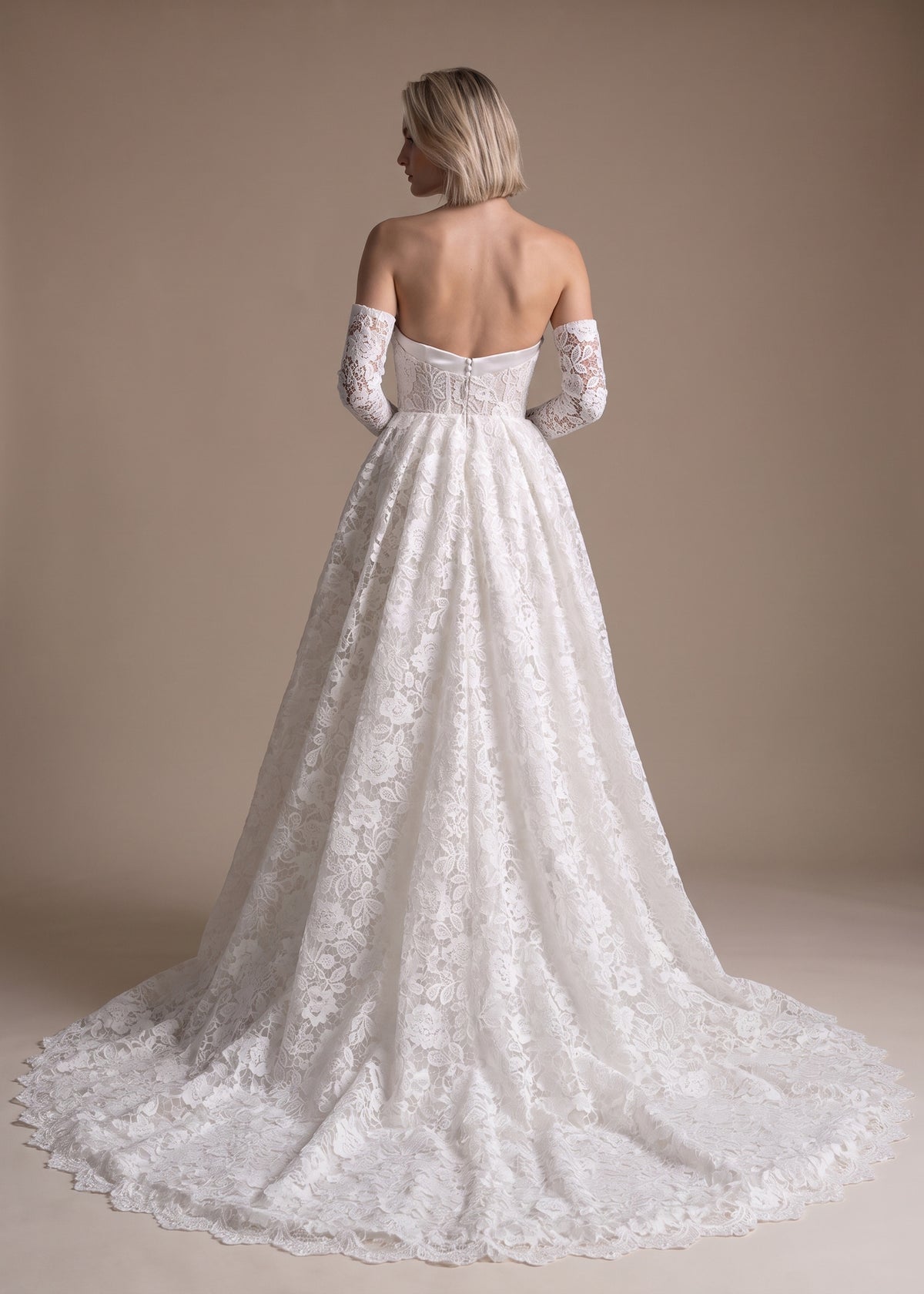Convertible Satin Ball Gown with Corseted Lace Overlay
