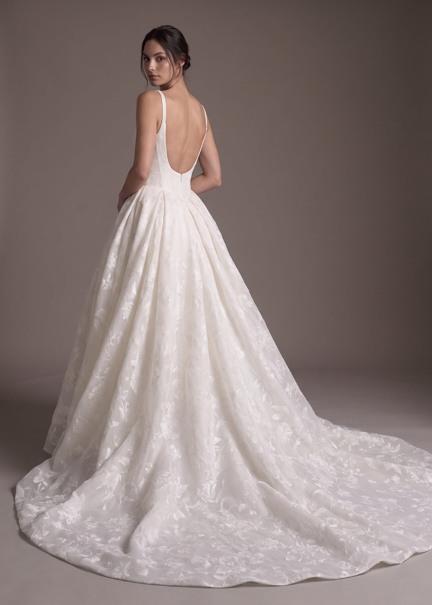 Basque Waist Square Neckline A-Line Wedding Gown
