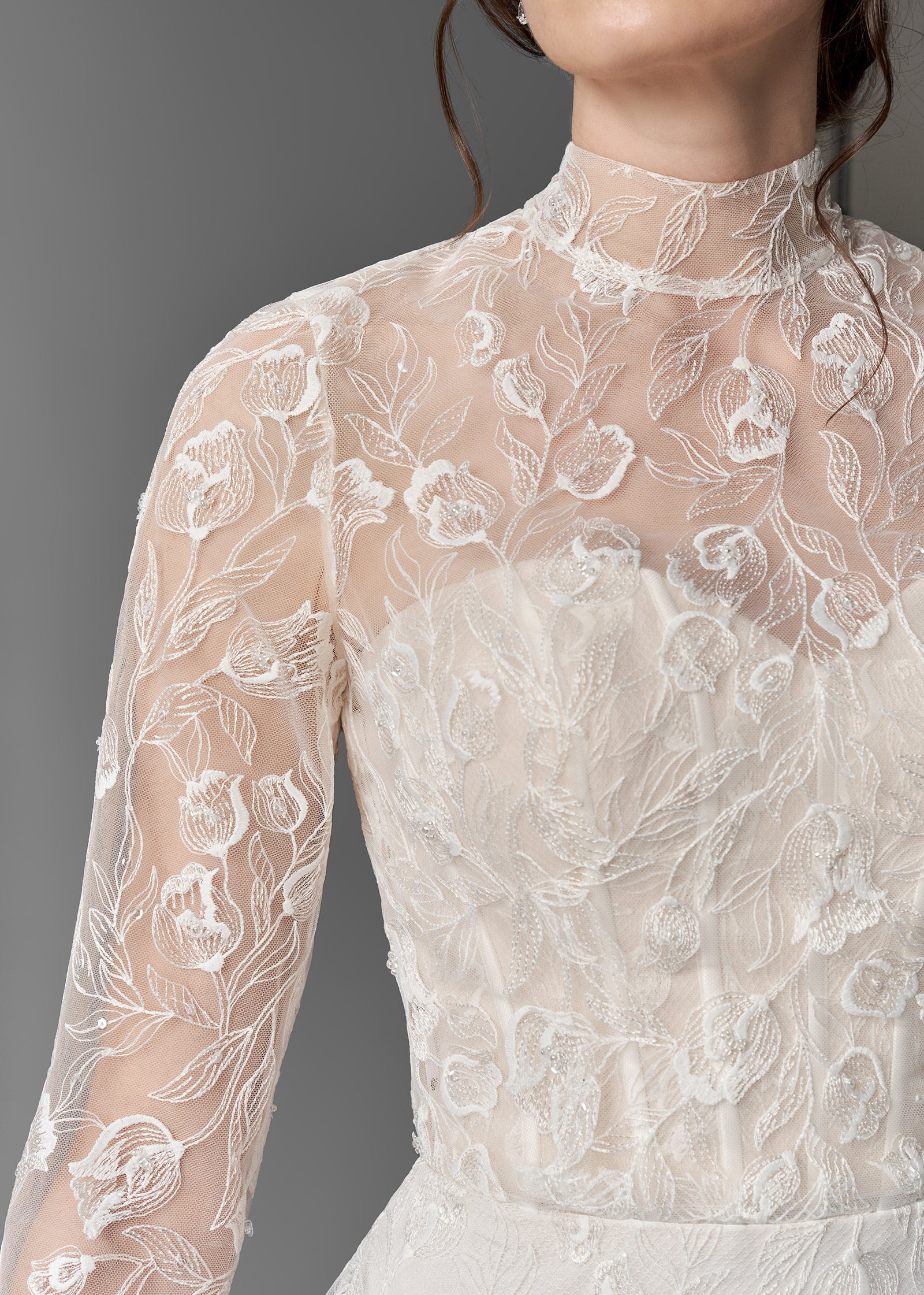 A-line Lace Gown with Sweetheart Corset and Overlay Jacket – Lotus Threads Bridal