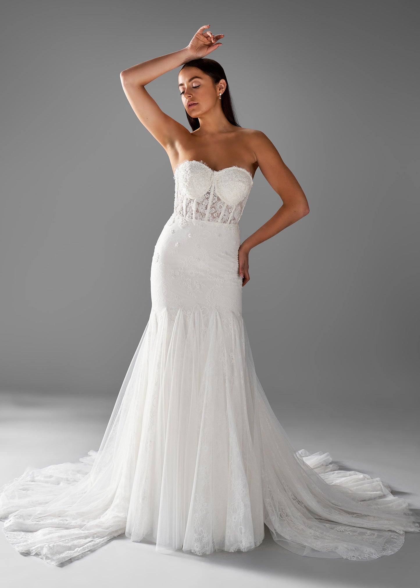 Sweetheart Chantilly Lace Fit and Flare Wedding Dress Lotus Threads Bridal Sweetheart Chantilly Lace Fit and Flare Wedding Dress Lotus Threads Bridal