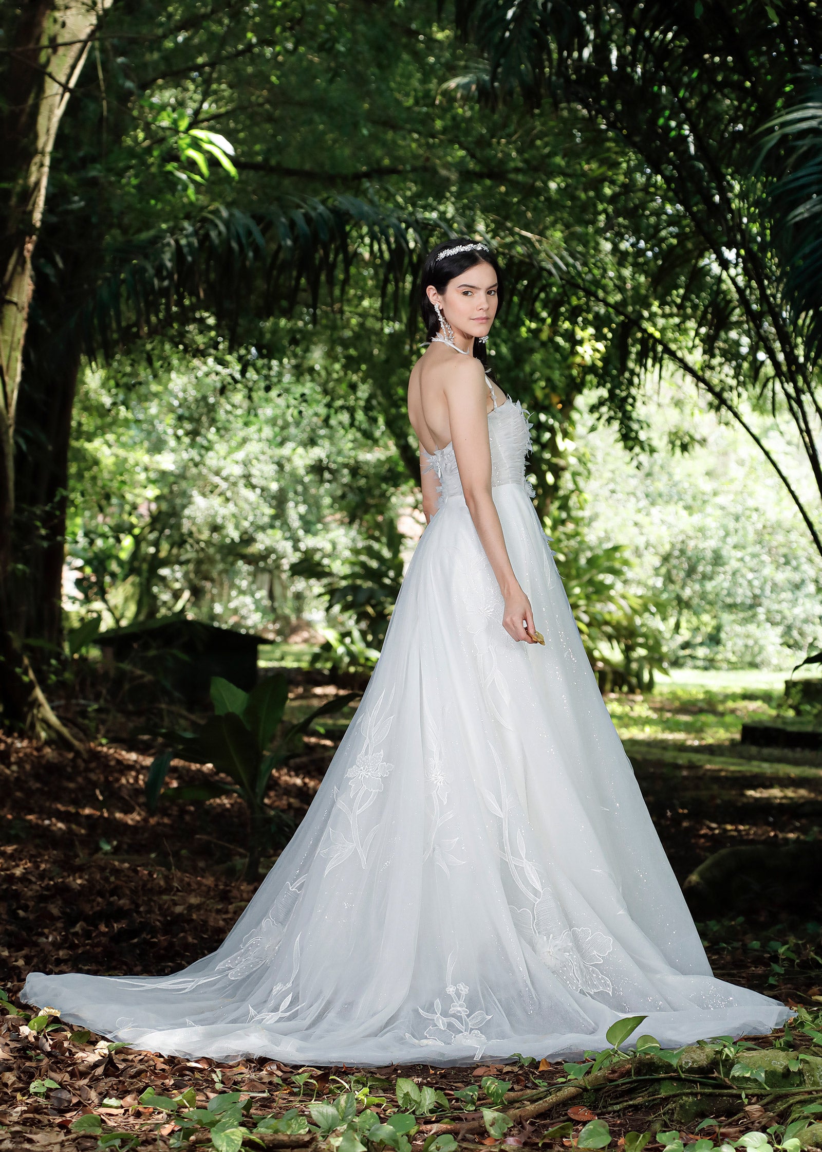 knee length dresses for ladies Rachel Allan Bridal RB5107 - Long Tulle, Glitter Tulle A-line Dress