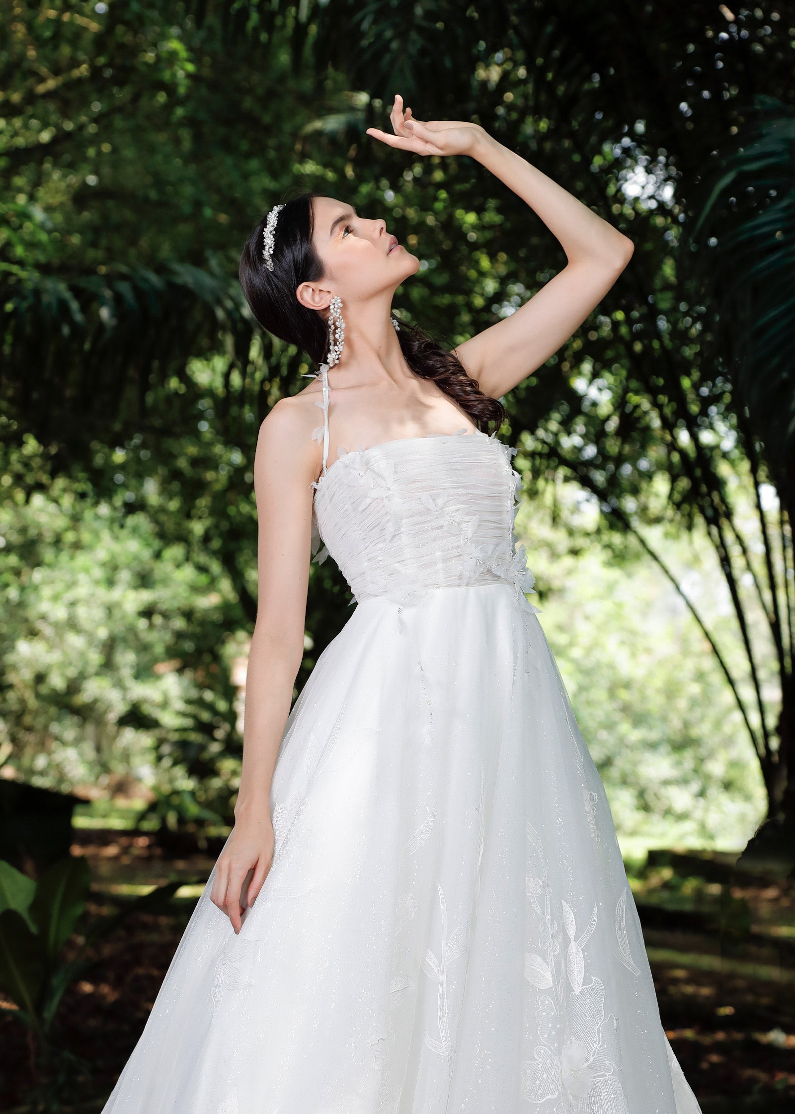 Sparkle Tulle A-Line Wedding Dress with 3D Floral & Petals  Lotus Threads  Bridal