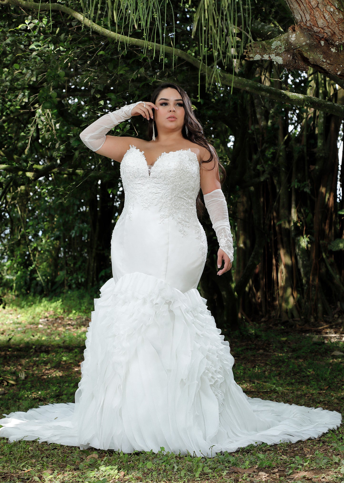 Strapless Mercato Mermaid Gown with Layers of Organza ruffles | Lotus Threads Bridal