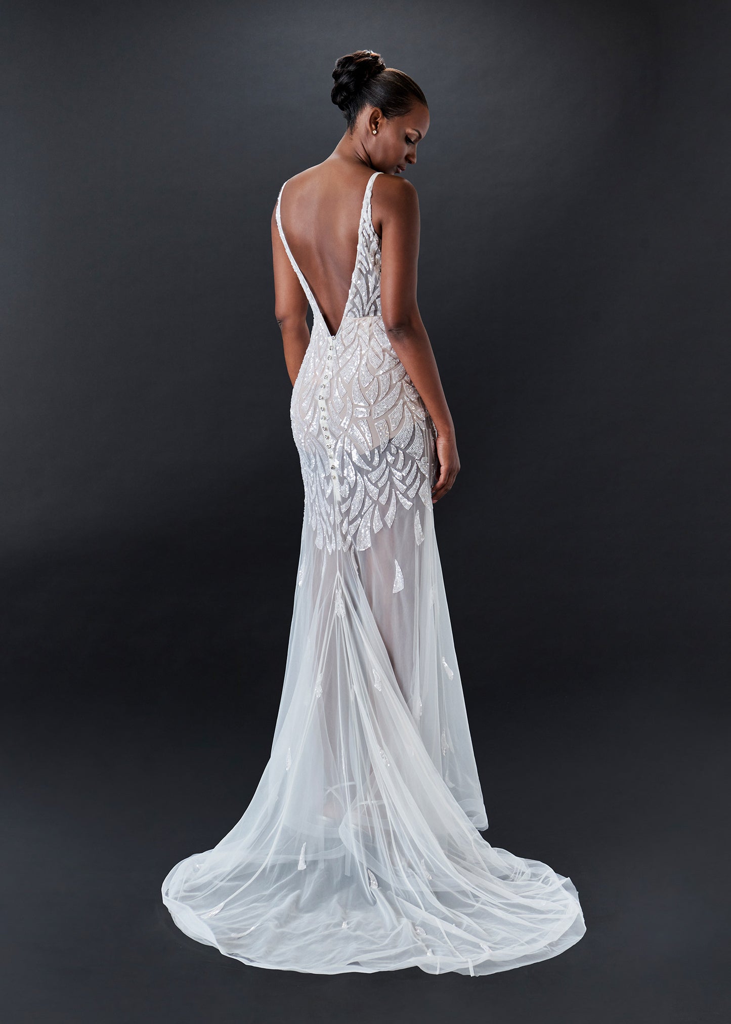 Sexy Mermaid Gown Embellished with Crystals and Beaded - back
