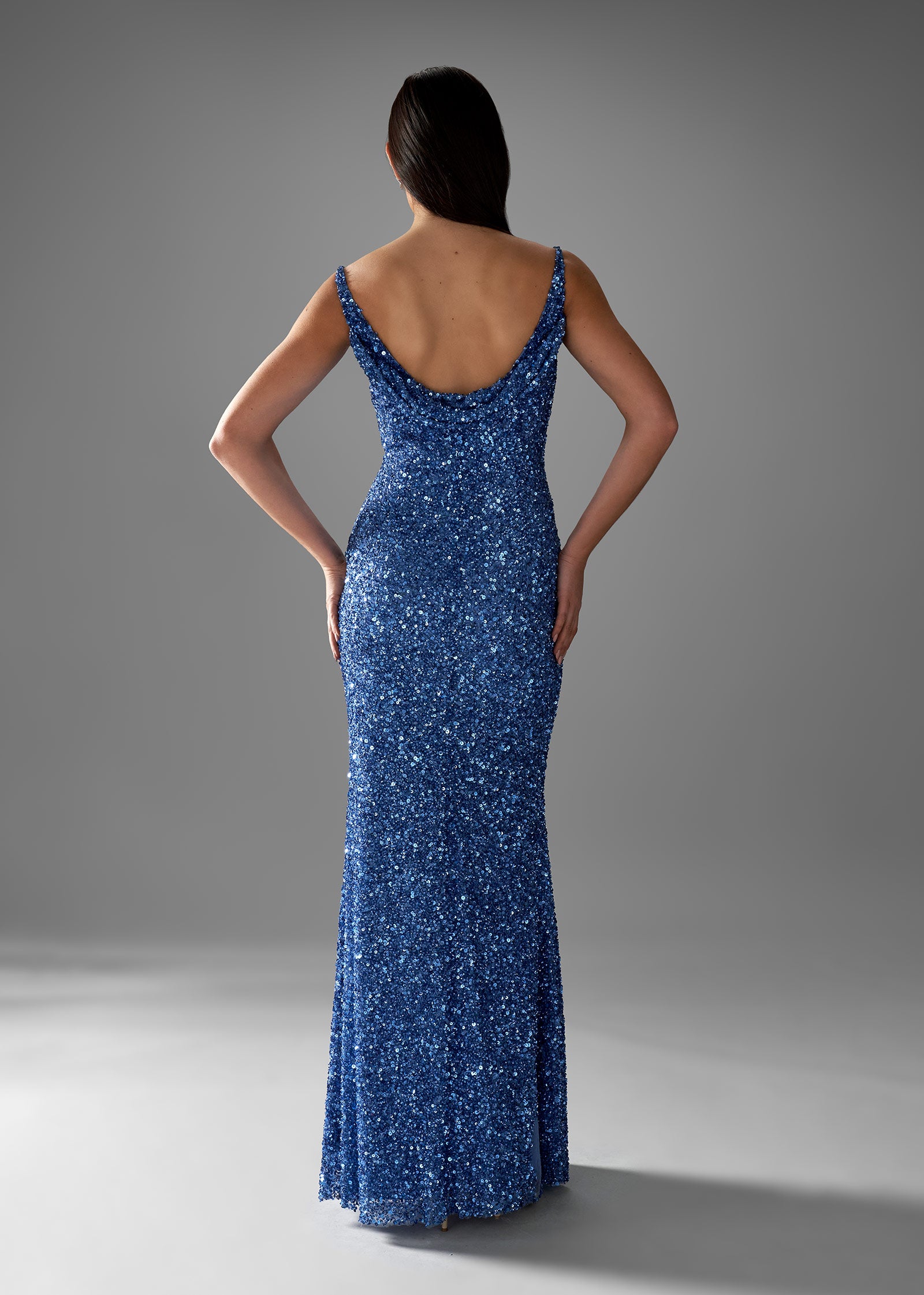 sequin dress cowl back Brea Sequin Beaded Long Sleeve Cowl Back Mini Dress