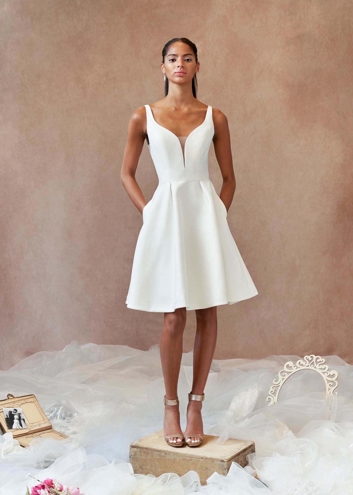 Flirty Pique Mikado Short A-Line Dress with Pockets Lotus Threads Bridal Flirty Pique Mikado Short A-Line Dress with Pockets Lotus Threads Bridal