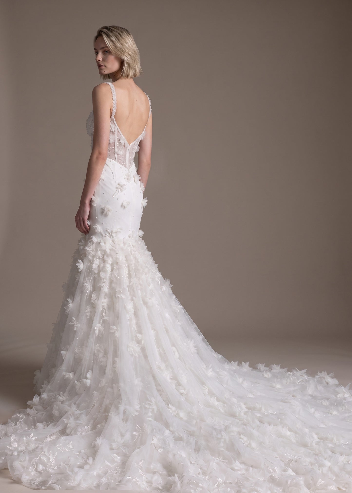 Fit & Flare Wedding Gown with Hand-Placed 3D Florals