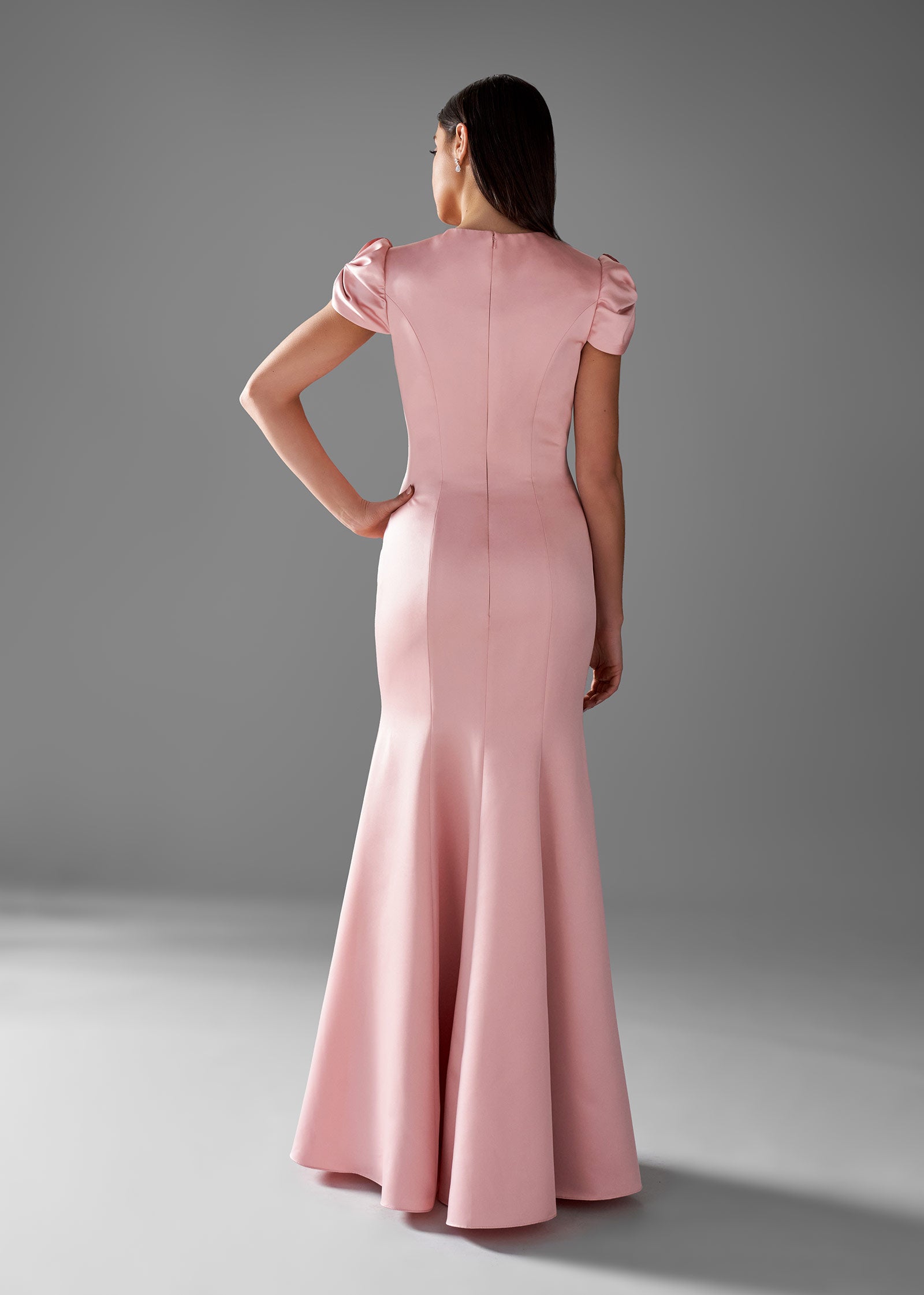 Square Neckline Fit & Flare Gown with Puff Bow Sleeves Lotus Threads Bridal Square Neckline Fit & Flare Gown with Puff Bow Sleeves Lotus Threads Bridal