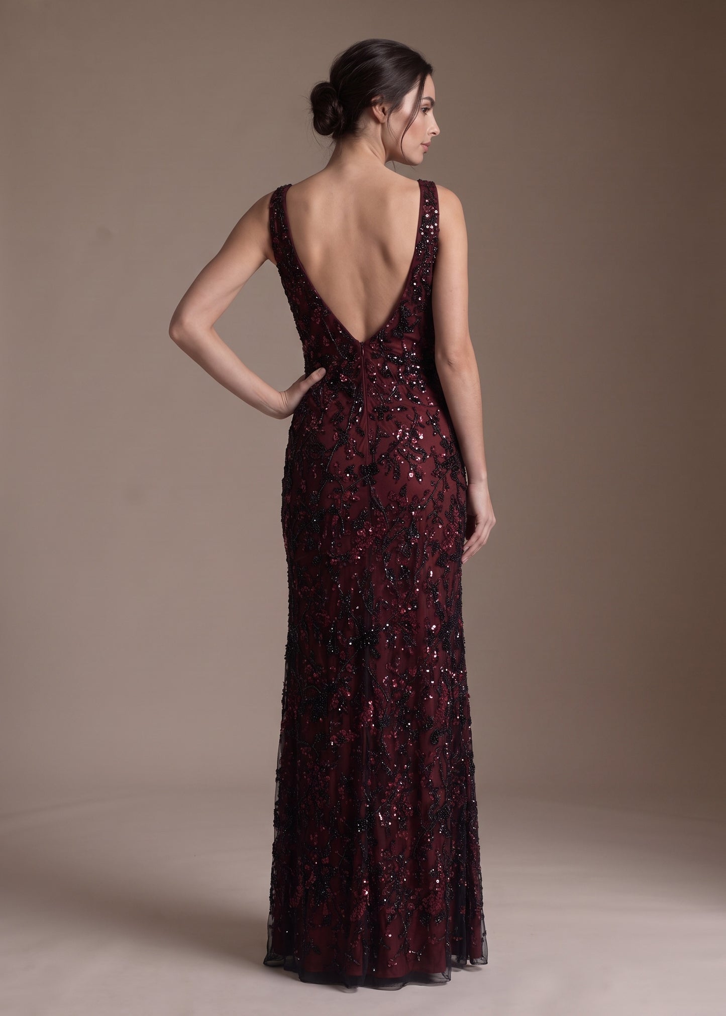 V-neck Sheath Gown with La Vie Embroidery