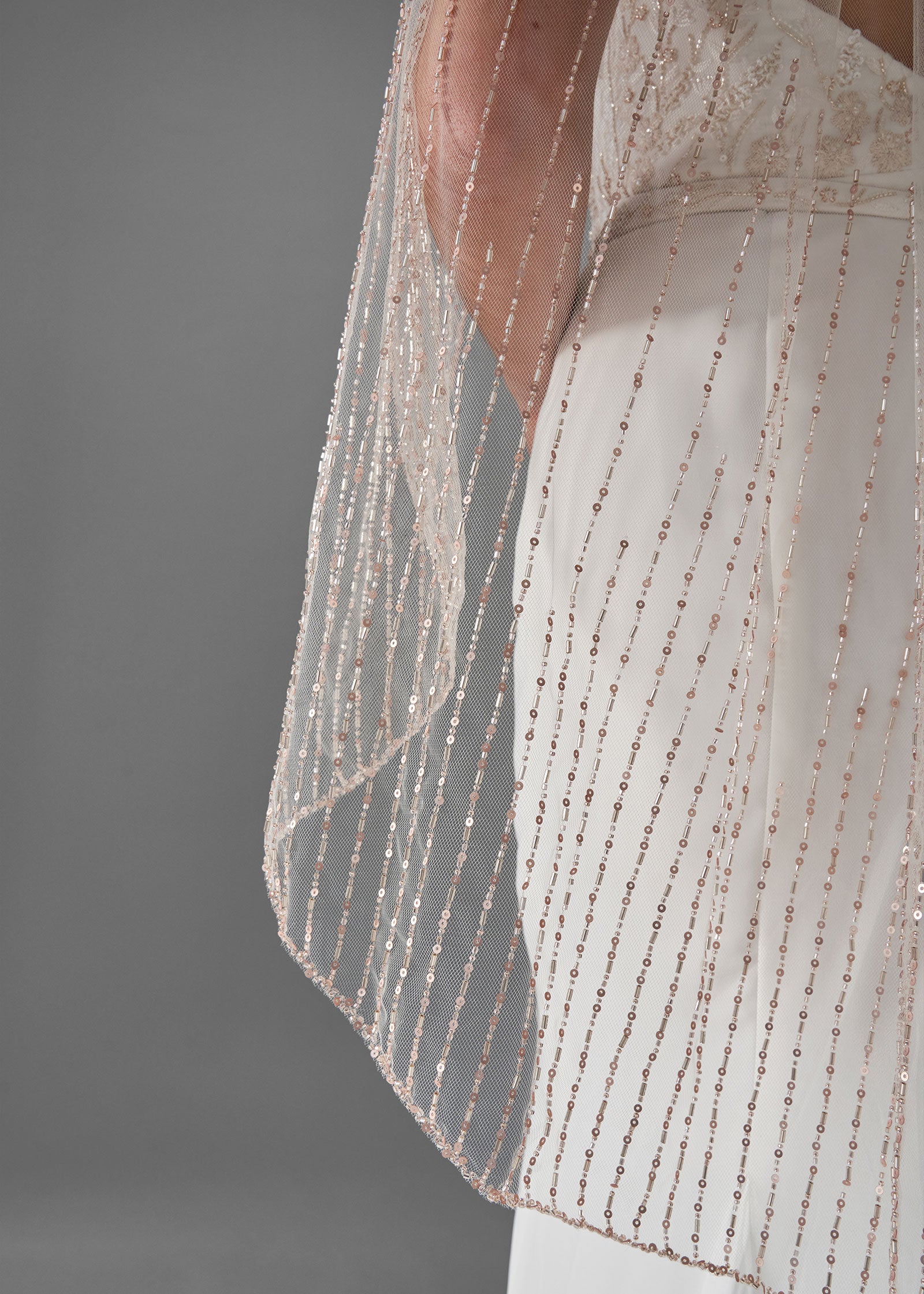 asos design beaded embellished bandeau midi dress in white Single Layer Fingertip Length Scalloped Cut Edge with Rhinestones & Swarovski Crystal Beads Bridal Wedding Veil 2579 1F Ivory