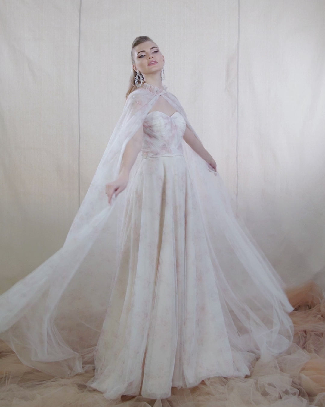 Strapless A-Line Wedding Dress with Printed Florals | Lotus Threads Bridal