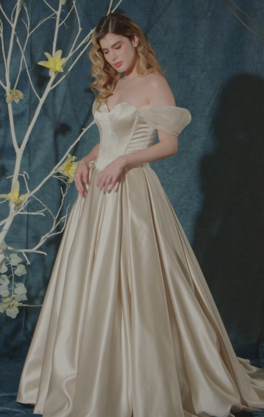 Sweetheart Satin Ball Gown with Drop Waist & Royal Train  Lotus Threads  Bridal